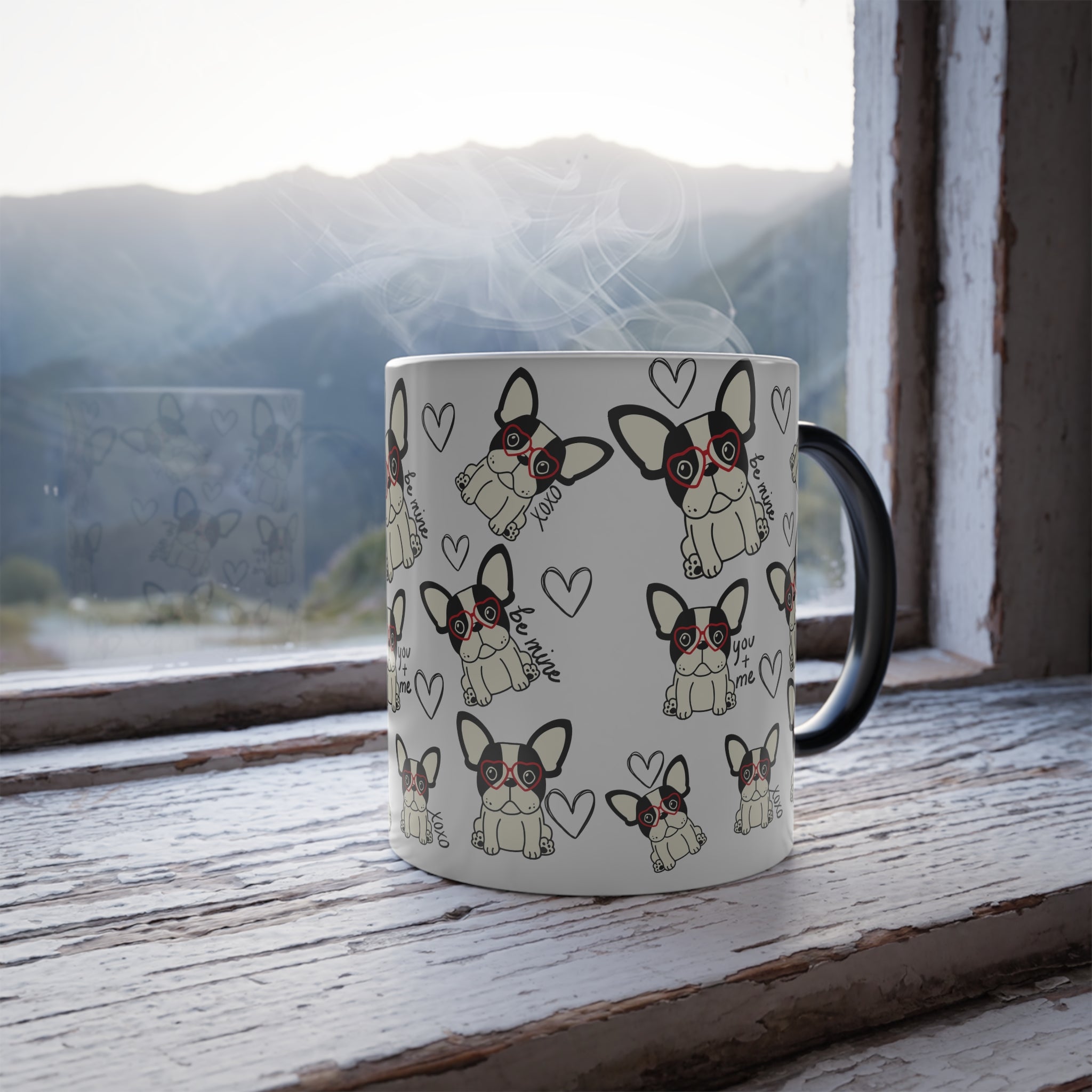 Color Morphing Mug French Bulldog Valentine's Day Gift 11oz