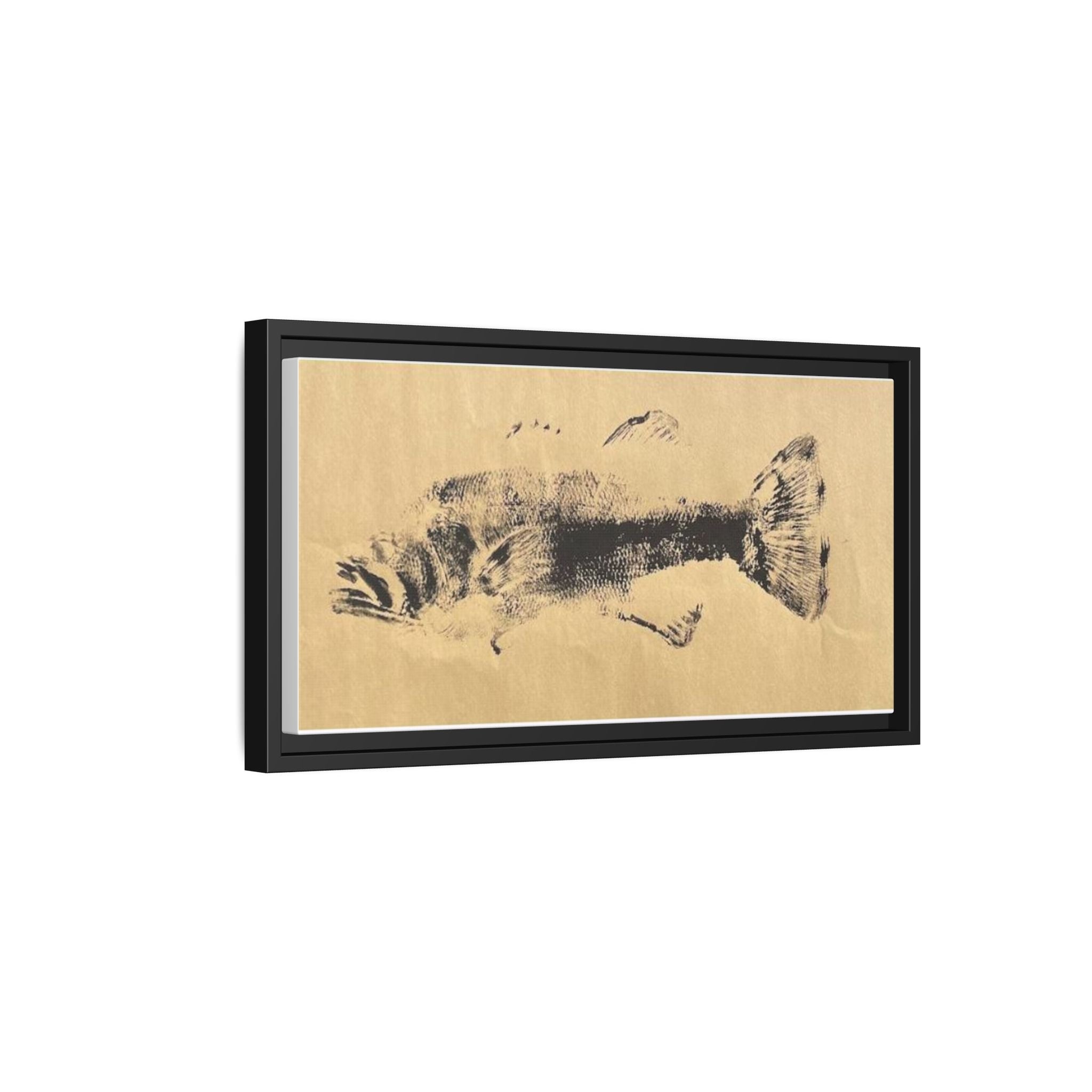 Gyotaku Fish Matte Canvas, Framed Gyotaku print by rubbing the body of an inked fish