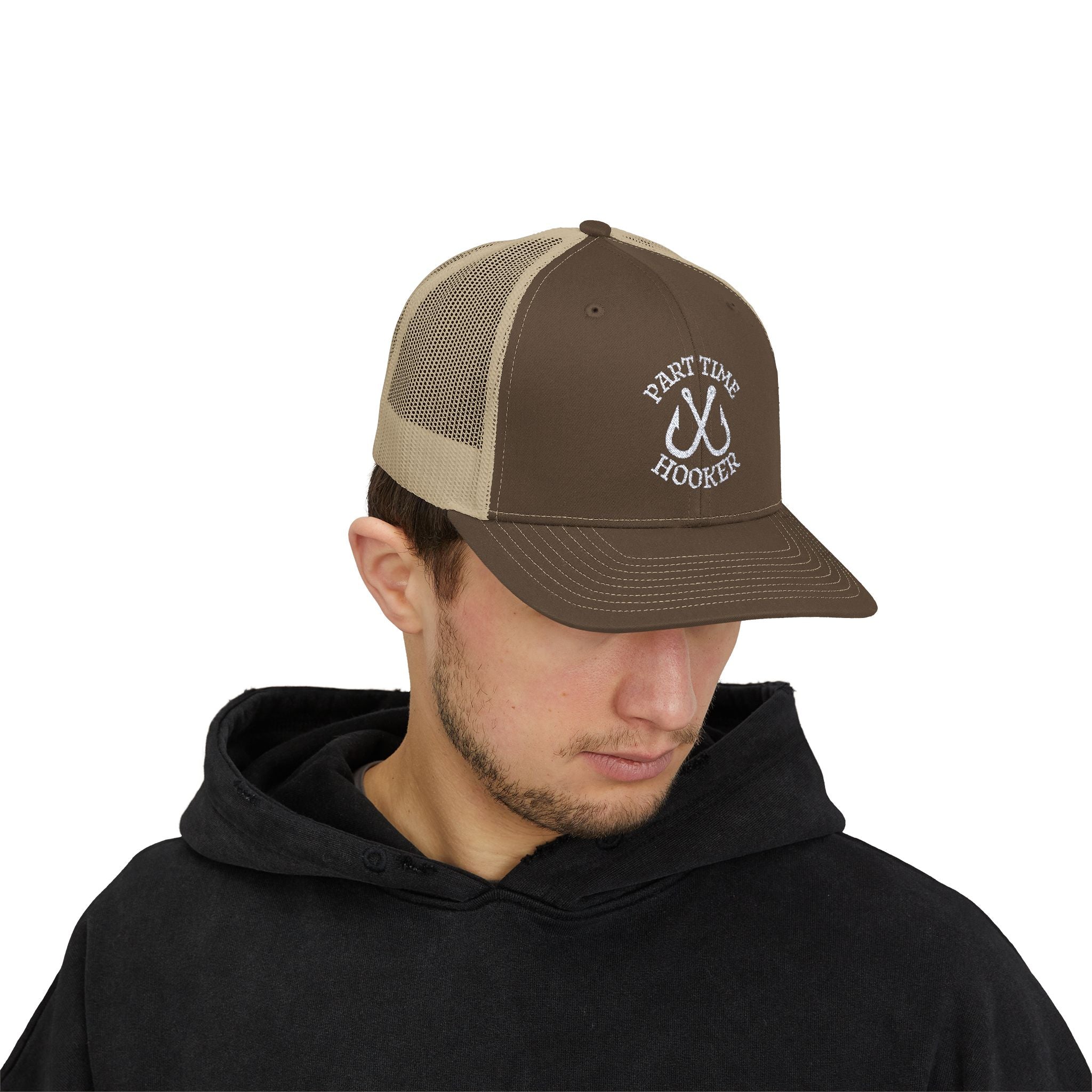 Part TIme Hooker Trucker Hat FIshing Logo Hat Fisherman Trucker Cap Part Time Hooker