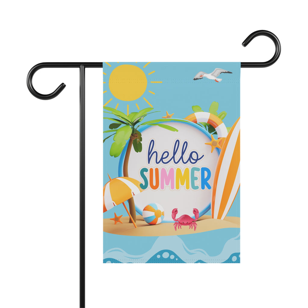 Beach Vibes Hello Summer Garden Flag Welcome Sign 12x18 inches