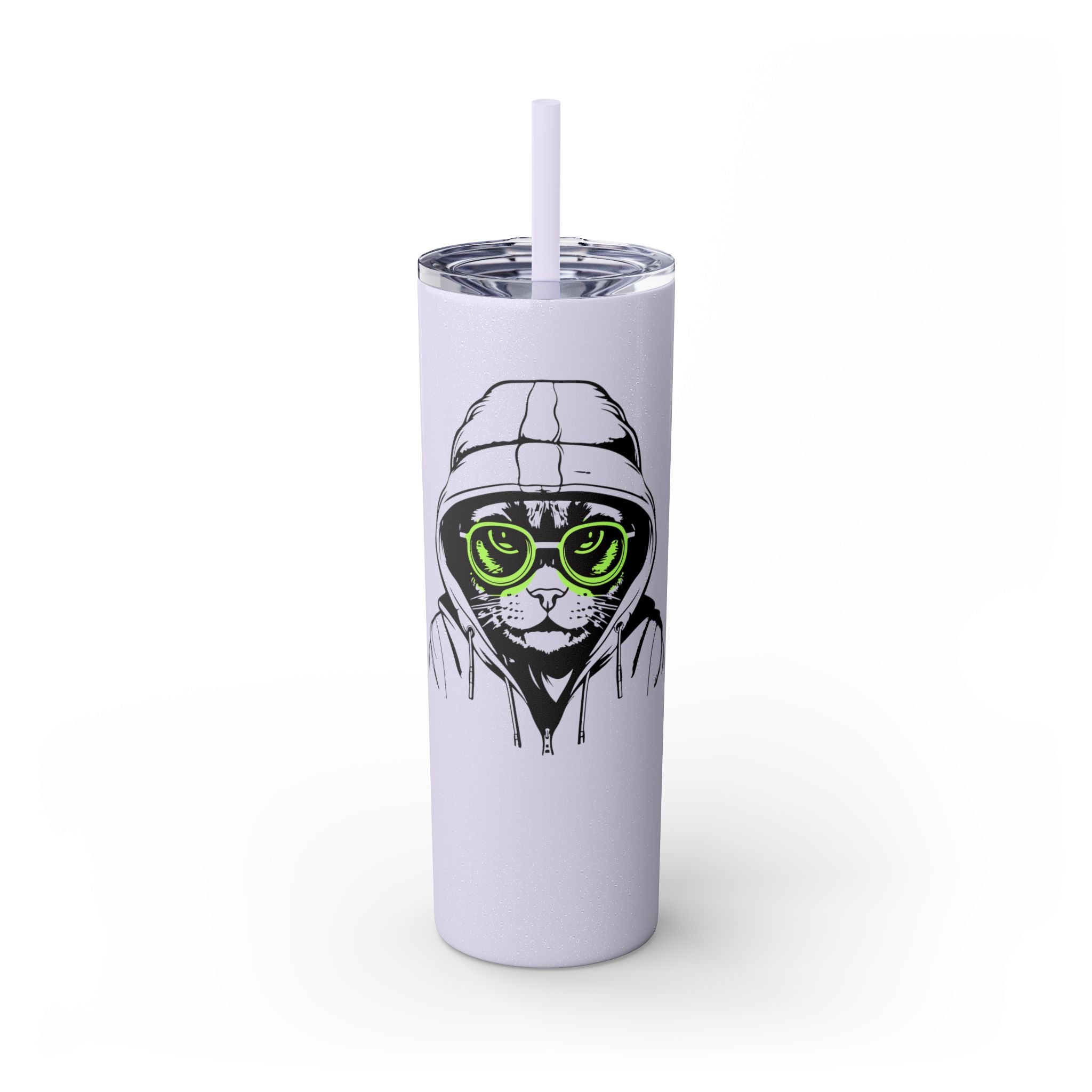 Angry Kitty Hip Cat Cool Cat Skinny Tumbler with Straw 20oz