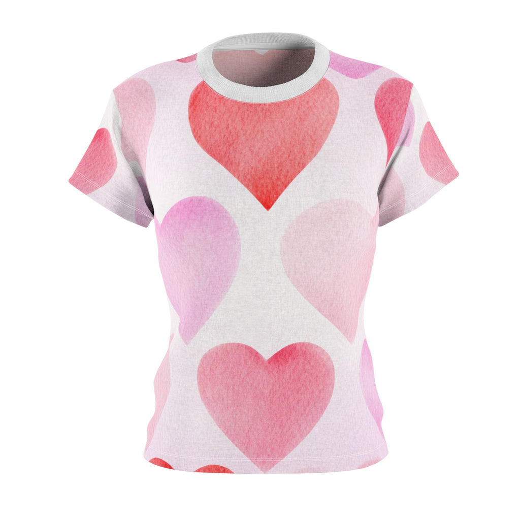 Valentine's Heart Print Tee for Women Valentine's Shirt for Ladies Heart Print Valentine's T Shirt