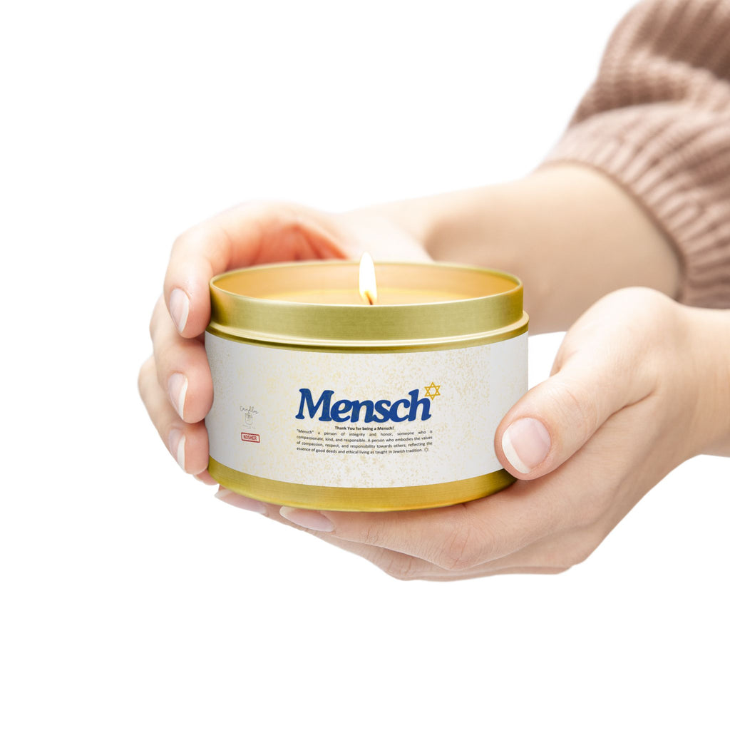 Mensch Appreciation Candle Gift, Jewish Thank You Tin Candles, Handmade in USA Gratitude Mensch Candle Jewish Gift