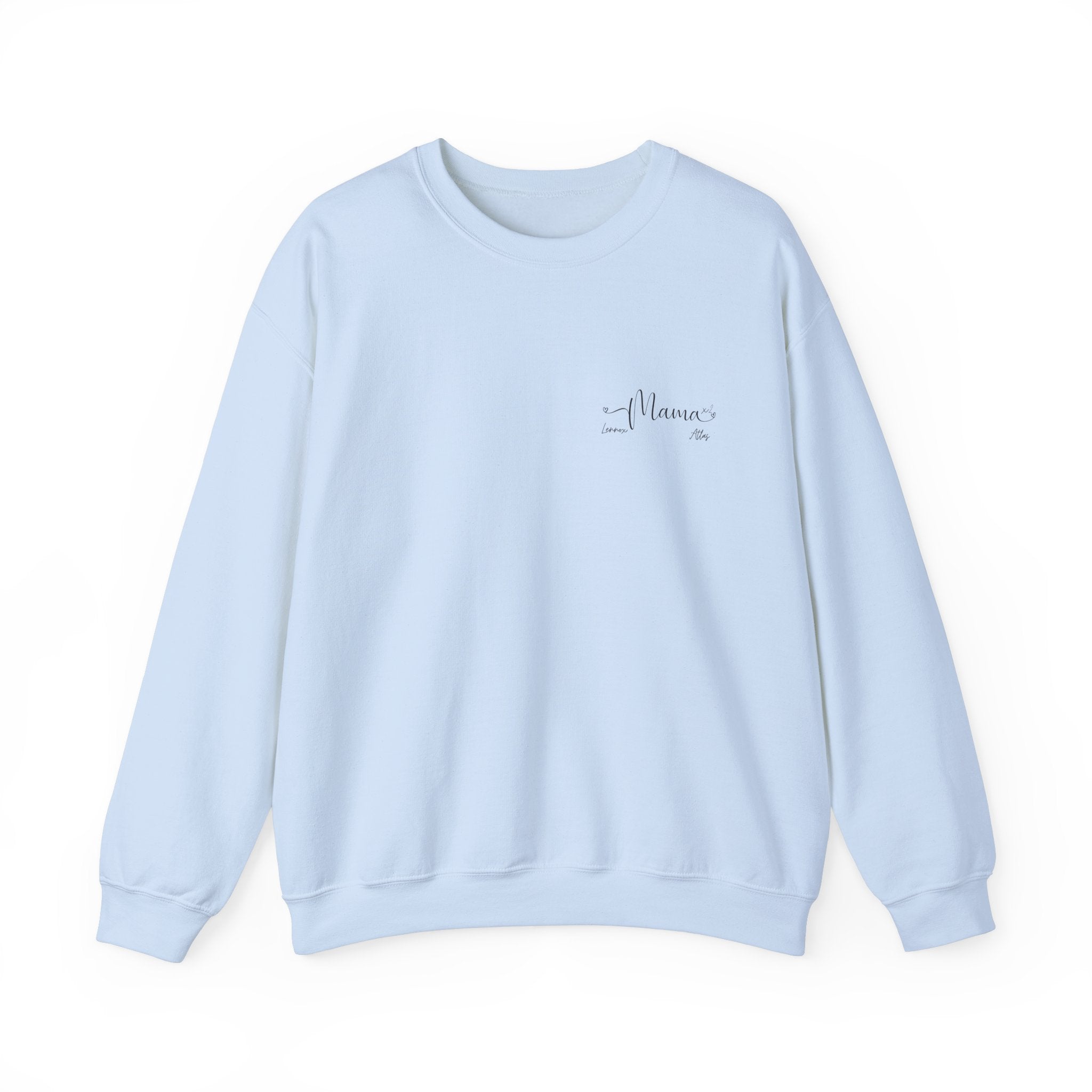 Custom 2 child Mama Sweatshirt with Names Heavy Blend™ Crewneck Sweatshirt