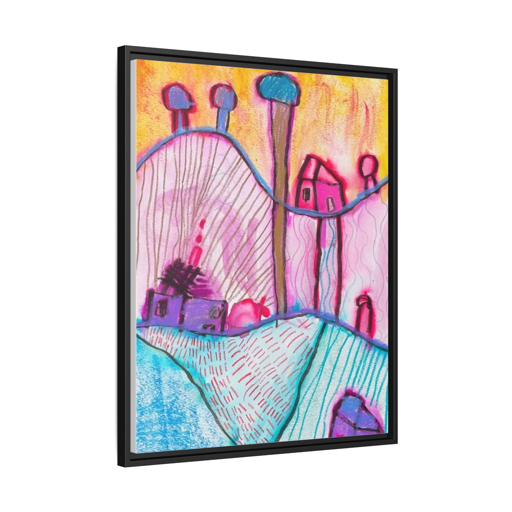 House on a Hill Matte Canvas, Framed Inspired by Frank Stella Art by Jackson Smith