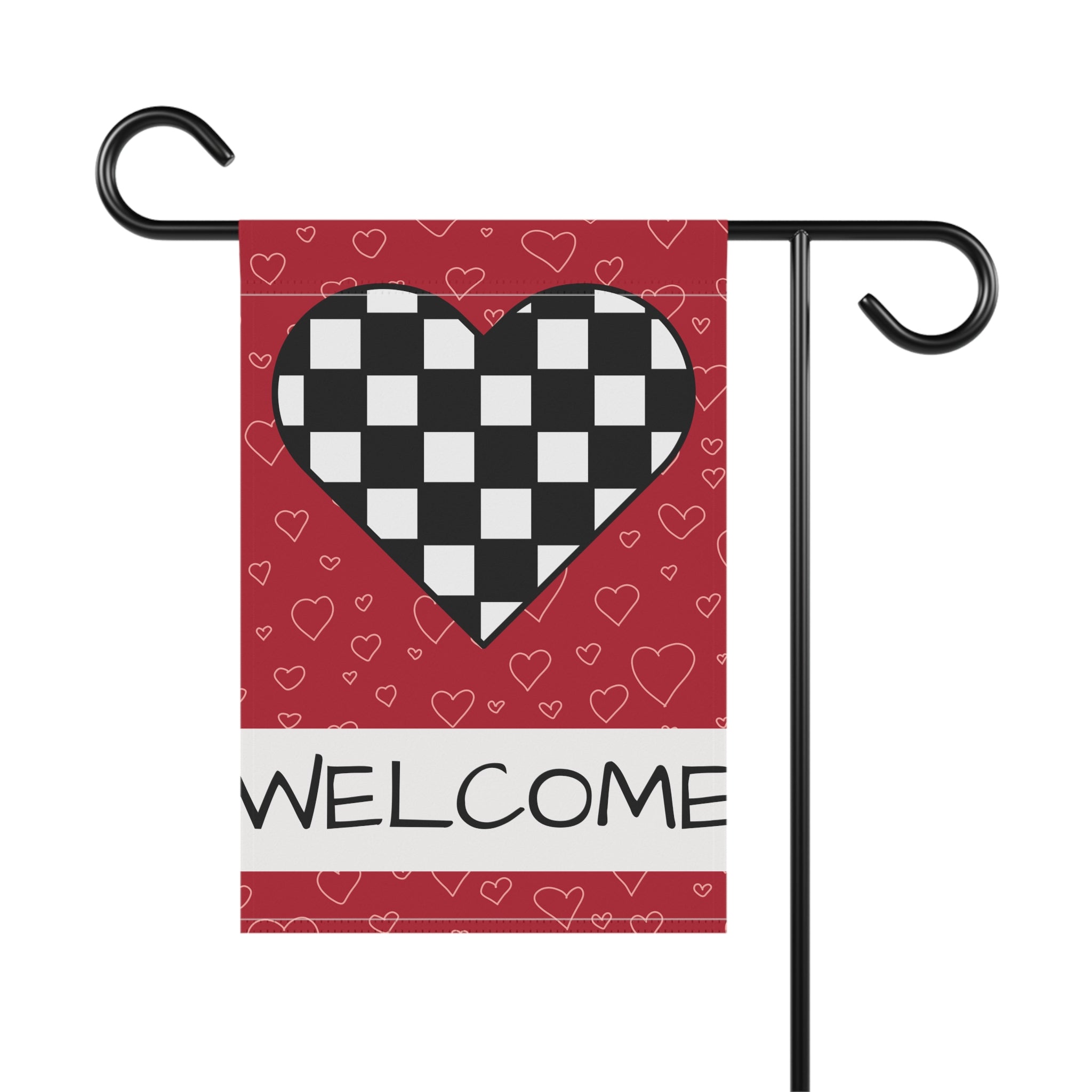 Welcome Garden Flag Valentine's Day Garden Flag Checkered Garden Flag for Valentine's Day