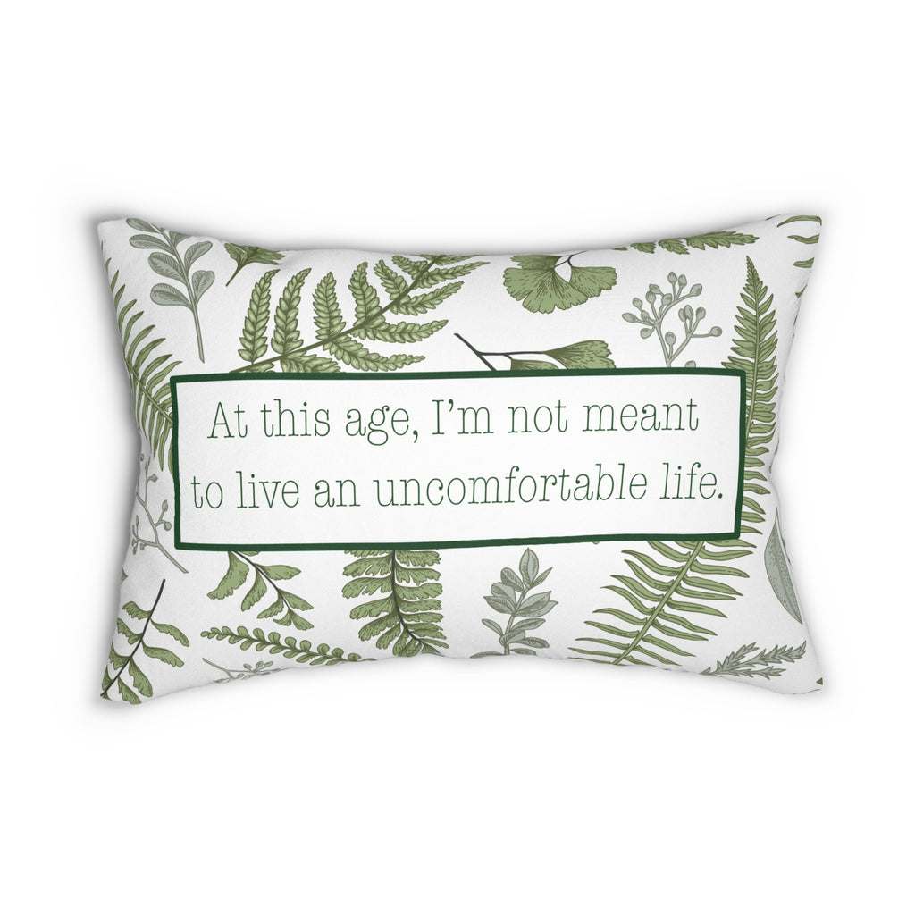 Quote Pillow Uncomfortable Life Quote White Lotus Green Decorative Pillow 20 x 14