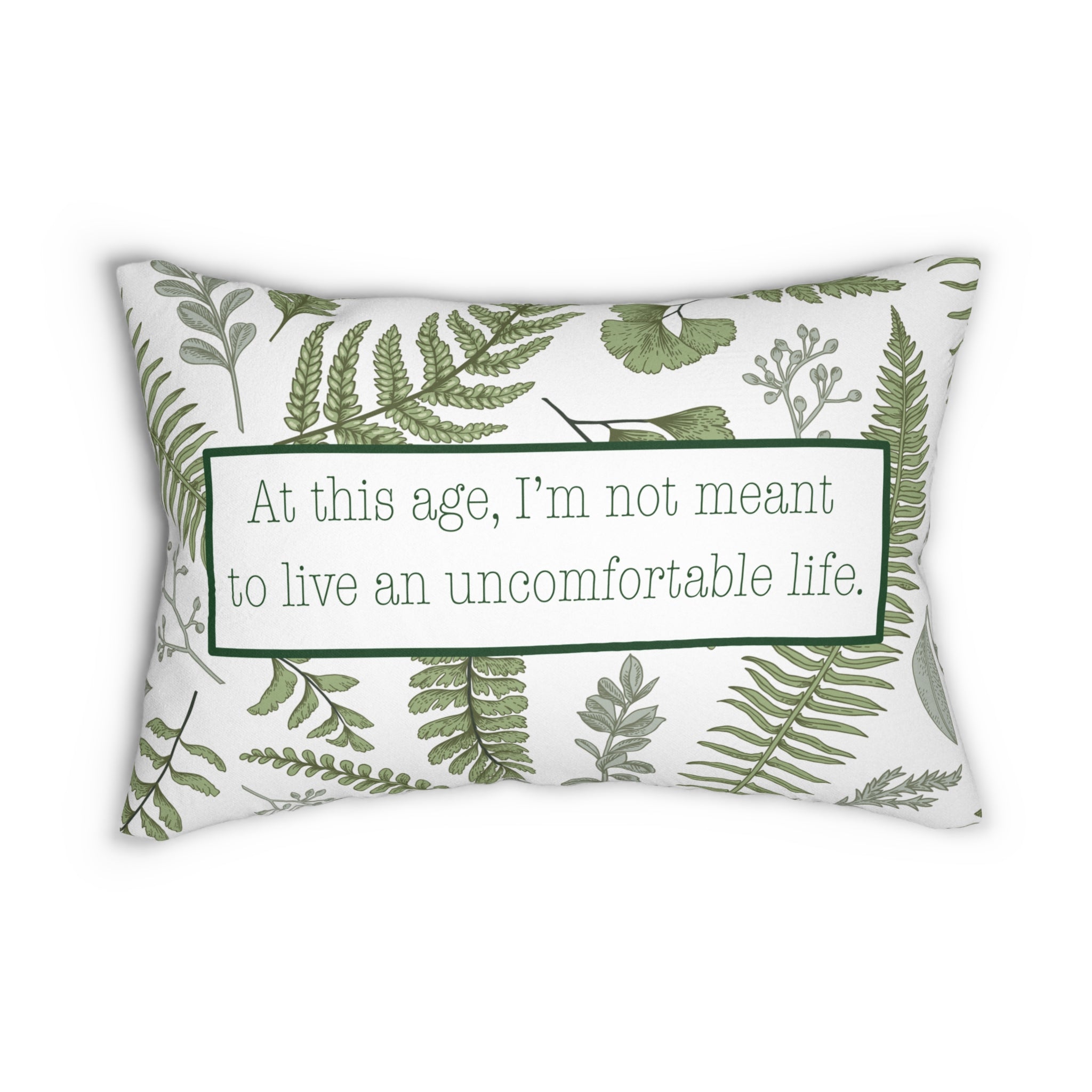 Quote Pillow Uncomfortable Life Quote White Lotus Green Decorative Pillow 20 x 14