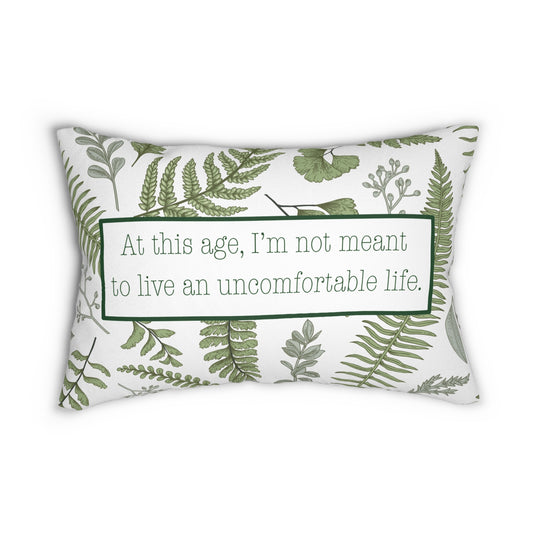 Quote Pillow Uncomfortable Life Quote White Lotus Green Decorative Pillow 20 x 14