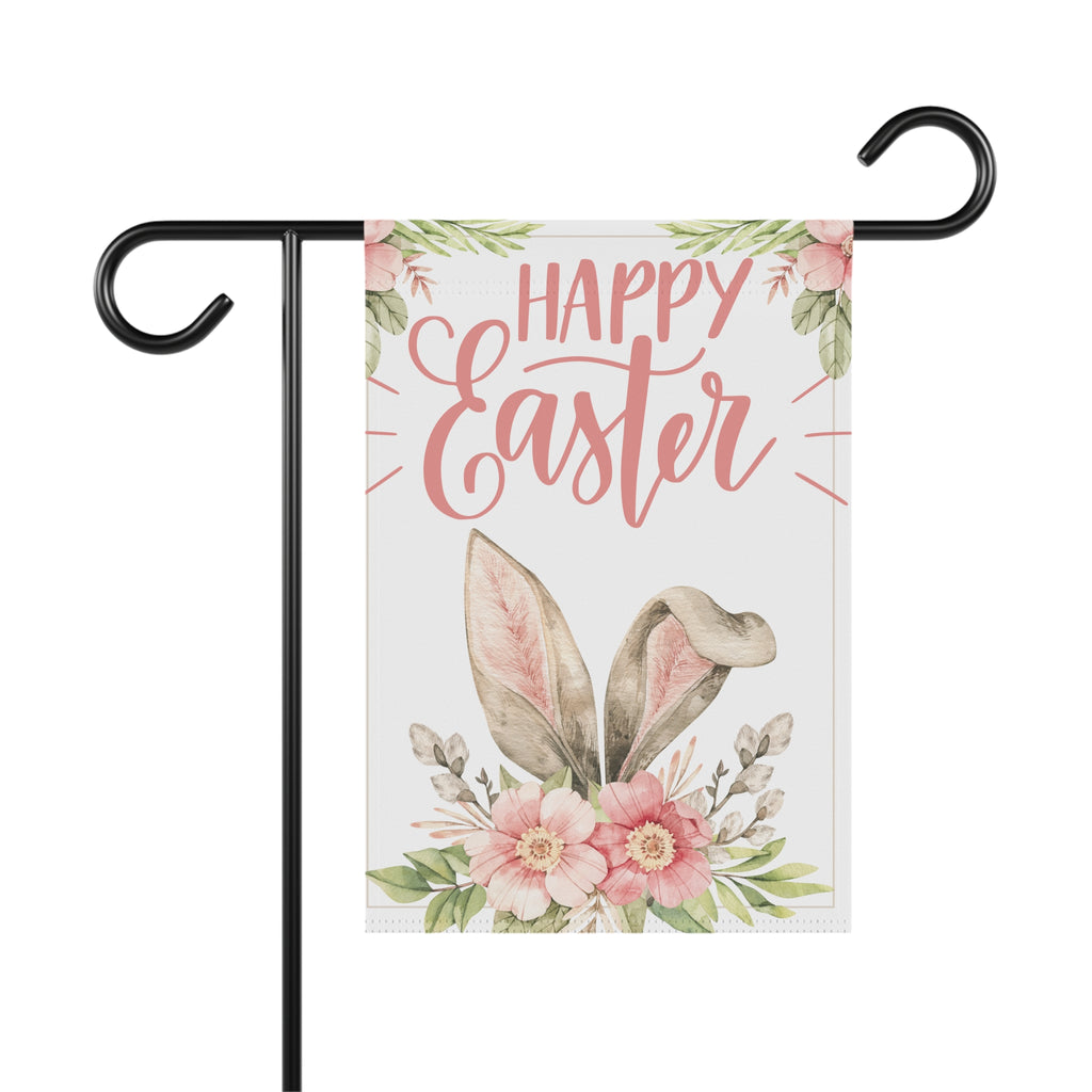 Garden Flag, Spring Bunny Ears Happy Easter, 2 Sizes 12x18 and 24.5x36, Easter Bunny, Easter Flag