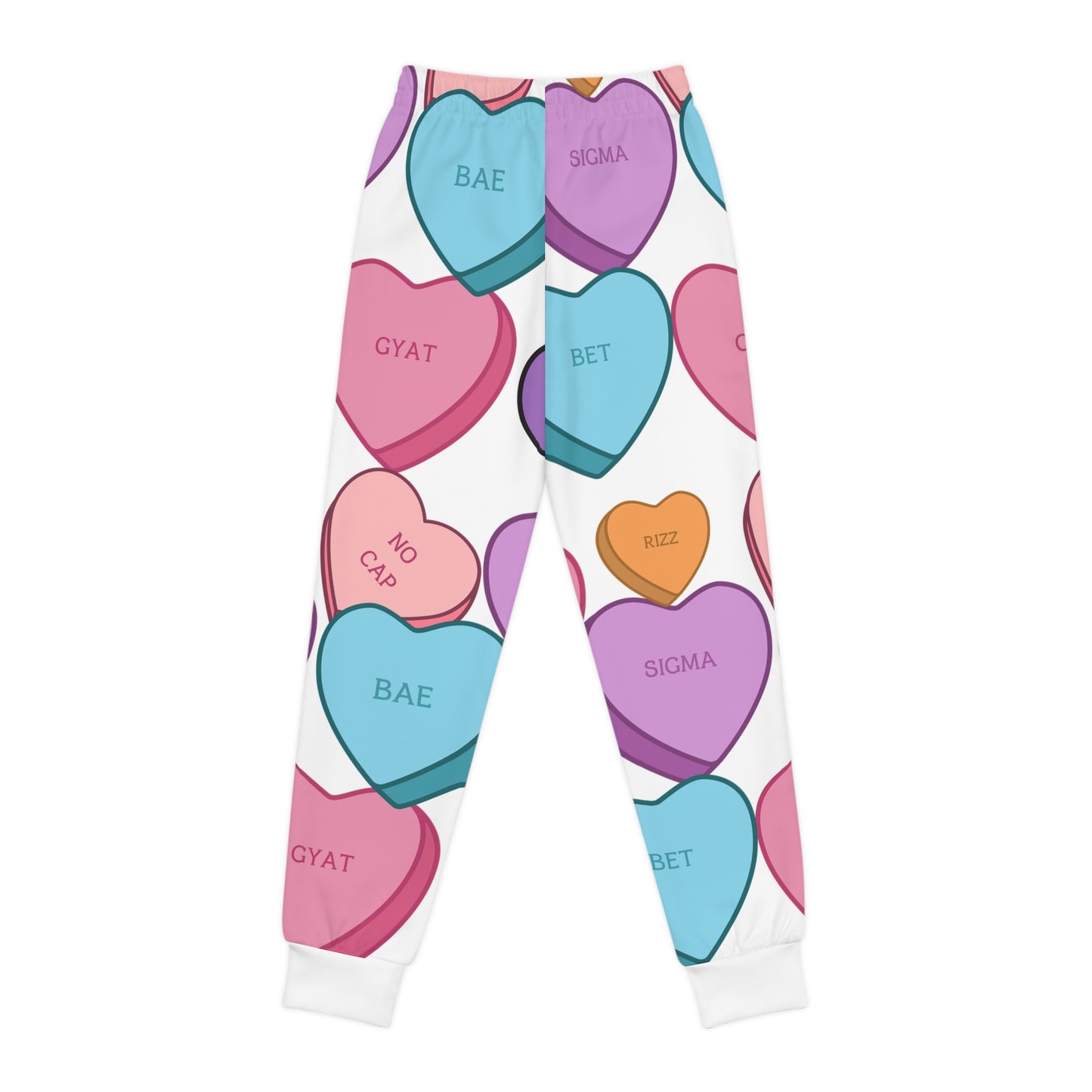 Valentines Day Kids Candy Hearts Joggers, Loungewear, Sweatpants, Fun Hearts and Slang Design